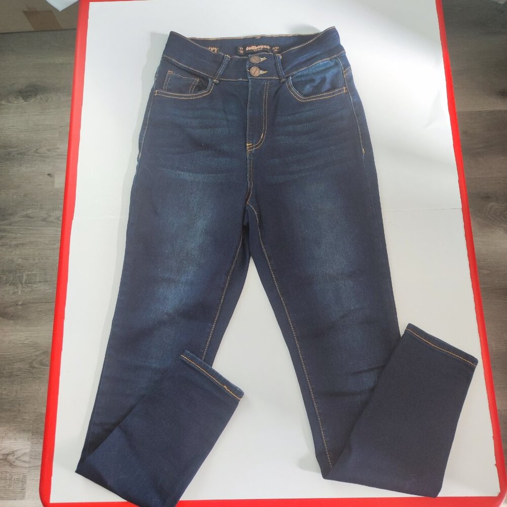 Dollhouse Curvy high-rise jeans stretch dark wash blue women's junior size 9/10
